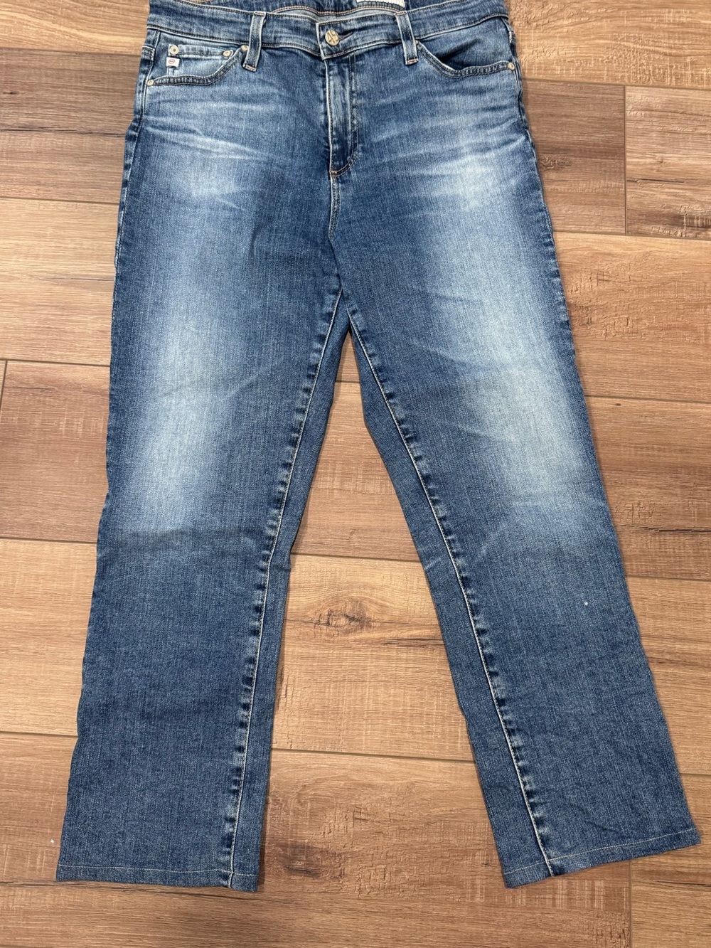 Ag Adriano Goldschmied Straight-Leg Medium Blue Jeans